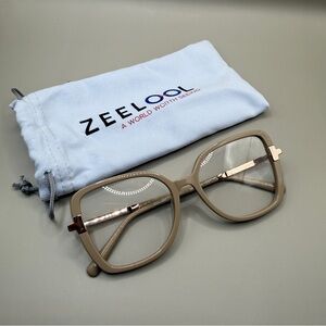 Zeelool Beige Square Glasses frame, No prescription